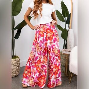 NWT CECE Women’s Pink 2pc Knit Top And Wide Leg Pull On Pants Set Size M